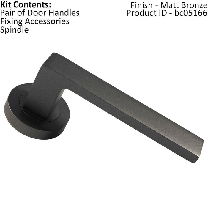 PAIR Straight Square Handle on Round Rose Concealed Fix Matt Bronze Finish Loops