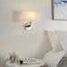 Wall Light Chrome Plate & Vintage White Fabric 60W E27 Dimmable e10657 Loops