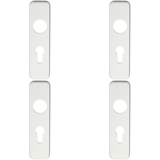 4x PAIR Door Handle Euro Lock Plate for Safety Levers 154 x 40mm Satin Aluminium Loops