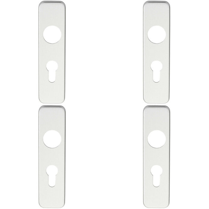 4x PAIR Door Handle Euro Lock Plate for Safety Levers 154 x 40mm Satin Aluminium Loops