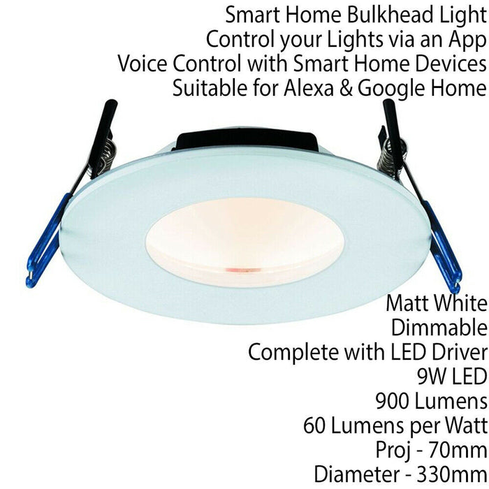 SMART WiFi LED Ceiling Downlight 9W Warm to Cool White Voice Control Dimmable Loops