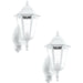 2 PACK IP44 Outdoor Wall Light & PIR Sensor White Aluminium Lantern 60W E27 Loops