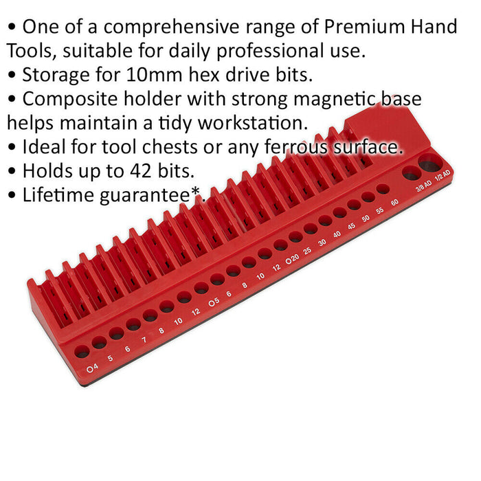 42 Capacity Magnetic Bit Holder - Screwdriver HEX Drill Bit Organizer Block Loops