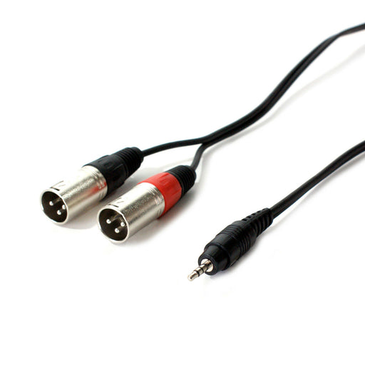 1m 3.5mm Stereo Jack Plug to 2x XLR Male Splitter Cable Lead Laptop PC Mixer Amp Loops