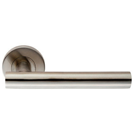 PAIR Straight Round T Bar Handle on Round Rose Concealed Fix Satin Steel Loops