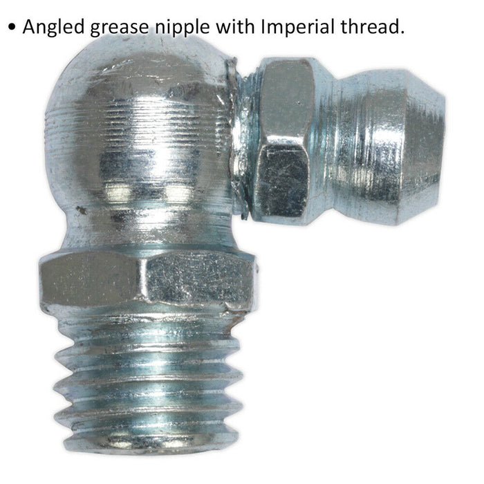 25 PACK 90 Degree Angled Grease Nipple Fitting - 1/4" BSP Gas Imperial Thread Loops