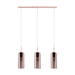 Pendant Light Satin Nickel Shade Copper Coloured Glass Vaporized Bulb E27 3x15W Loops