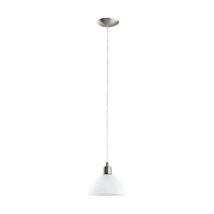 Pendant Light Colour Satin Nickel Shade White Glass Alabaster Bulb E27 1x60W Loops