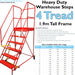 4 Tread HEAVY DUTY Mobile Warehouse Stairs -Punched Steps- 1.9m Safety Ladder Loops
