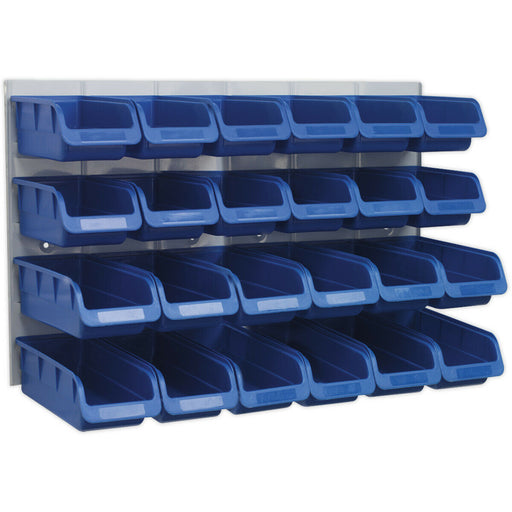 24 Blue 100 x 160 x 75mm Plastic Storage Bin & Wall Panel Warehouse Picking Tray Loops