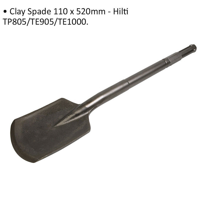110 x 520mm Clay Breaker Spade Bit - Hilti TP805 TE905 TE1000 - Impact Chisel Loops