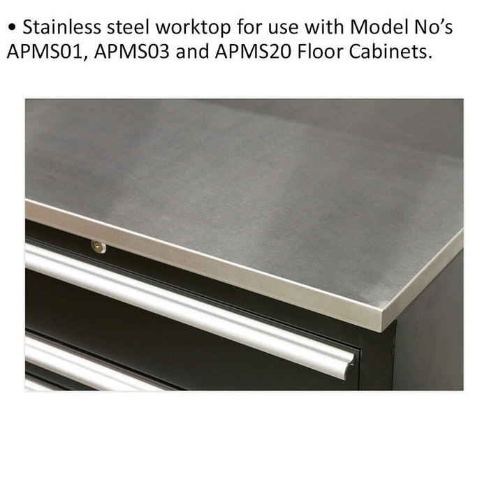 775mm Stainless Steel Worktop for ys02601 ys02603 & ys02620 Floor Cabinets Loops
