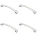 4x Curved Bow Pull Handle 183 x 26mm 160mm Fixing Centres Polished Chrome Loops