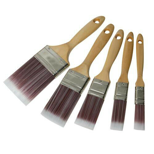 5 Piece Synthetic Paint Brush Set 19mm 25mm 38mm 50mm 75mm Emulsion Varnish Lac Loops