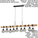Hanging Ceiling Pendant Light Black Cage & Wood 9x E27 Dining Table Multi Lamp Loops