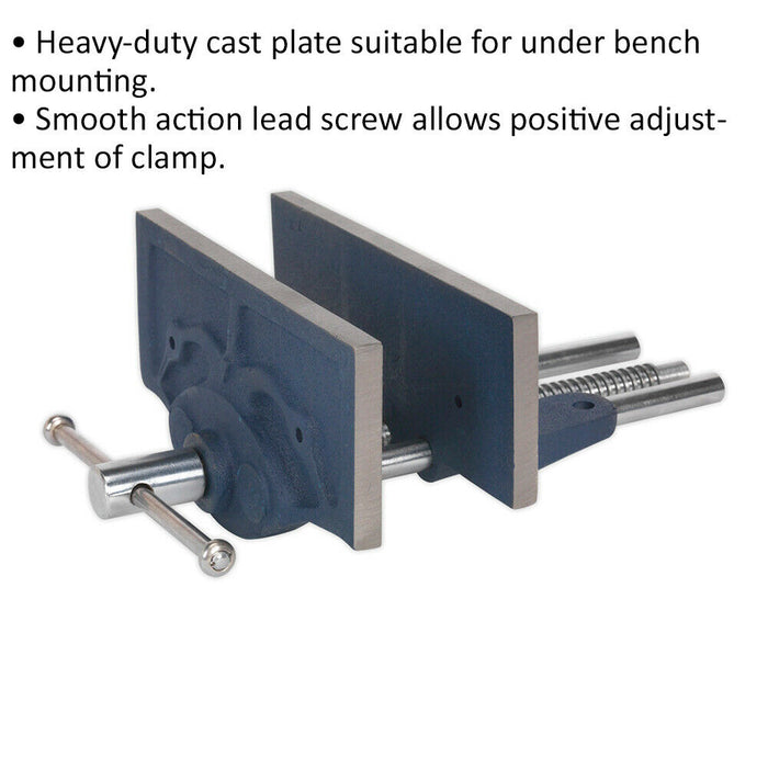 Heavy Duty 175mm Woodworking Vice - 150mm Jaw Opening - Smooth Action Lead Screw Loops