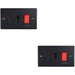 2 PACK 45A DP Oven Switch & Neon Appliance Light MATT BLACK & Black Trim Loops