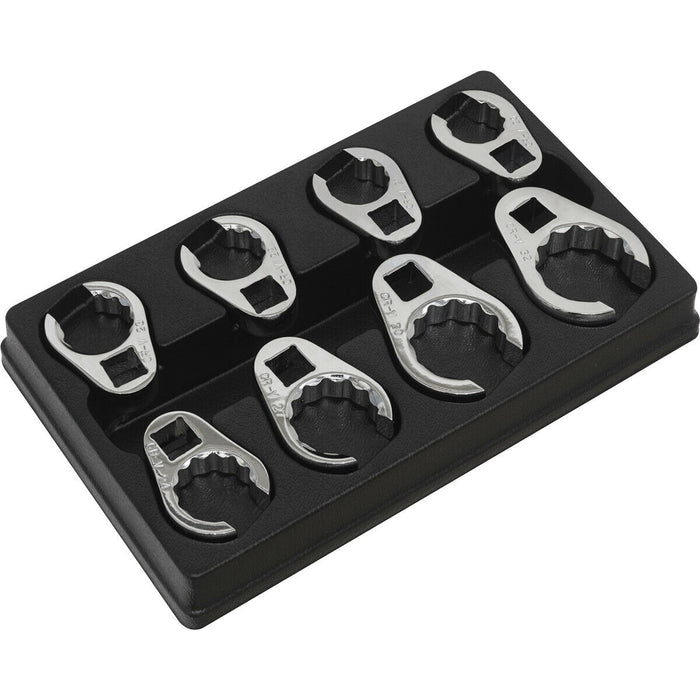 8 PACK Crows Foot Spanner Set - 1/2" Square Drive Metric Ratchet Handle Adapter Loops