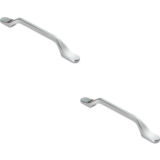 2x Straight Slimline Cupboard Pull Handle 160mm Fixing Centres Polished Chrome Loops