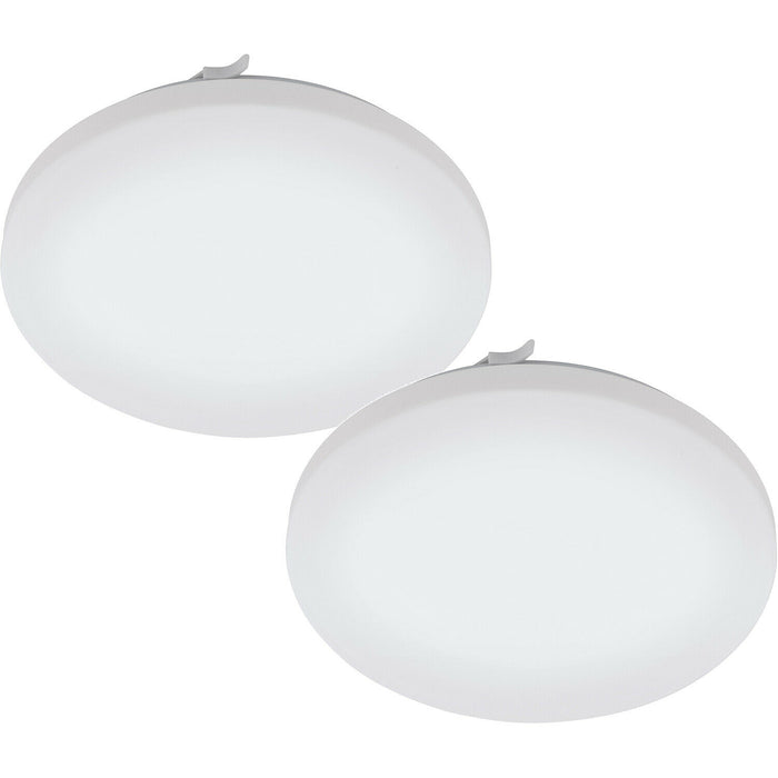 2 PACK Wall Flush Ceiling Light Colour White Shade White Plastic LED 17.3W Incl Loops