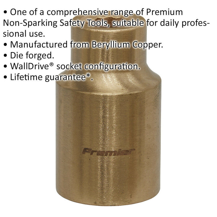 9mm Non-Sparking WallDrive Socket - 1/2" Square Drive - Beryllium Copper Loops