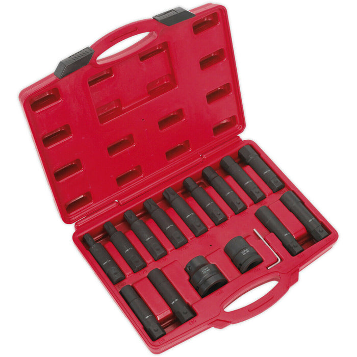 16pc TRX Male / Female & Hex IMPACT Socket Bit Set - 3/4" & 1" Square Drive Loops