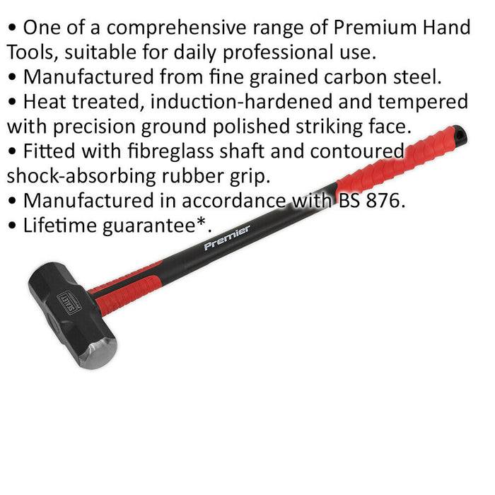 14lb Sledge Hammer - Fibreglass Handle - Rubber Grip - Fine Grained Carbon Steel Loops