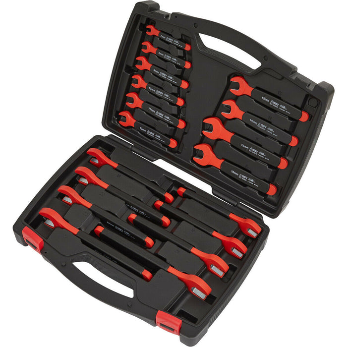 18pc Insulated VDE Open Ended Spanner Set 1000V Electricians Shock Proof Wrench Loops