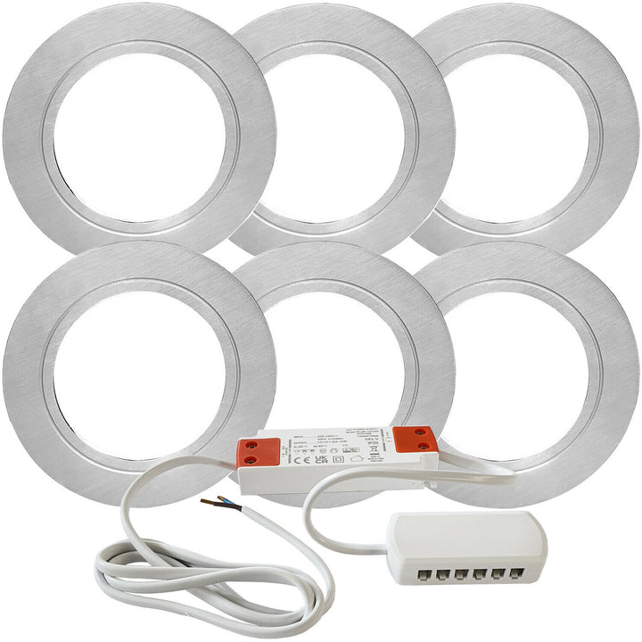 6x 2.6W LED Kitchen Flush Light & Driver Stainless Steel Natural Cool White Loops