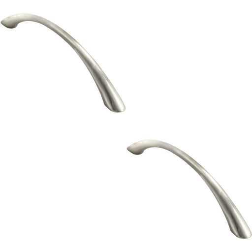 2x Slim Bow Cabinet Pull Handle 224mm Fixing Centres Satin Nickel 287 x 34mm Loops