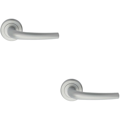 2x PAIR Curved Rounded Bar Handle Concealed Fix Round Rose Satin Chrome Loops