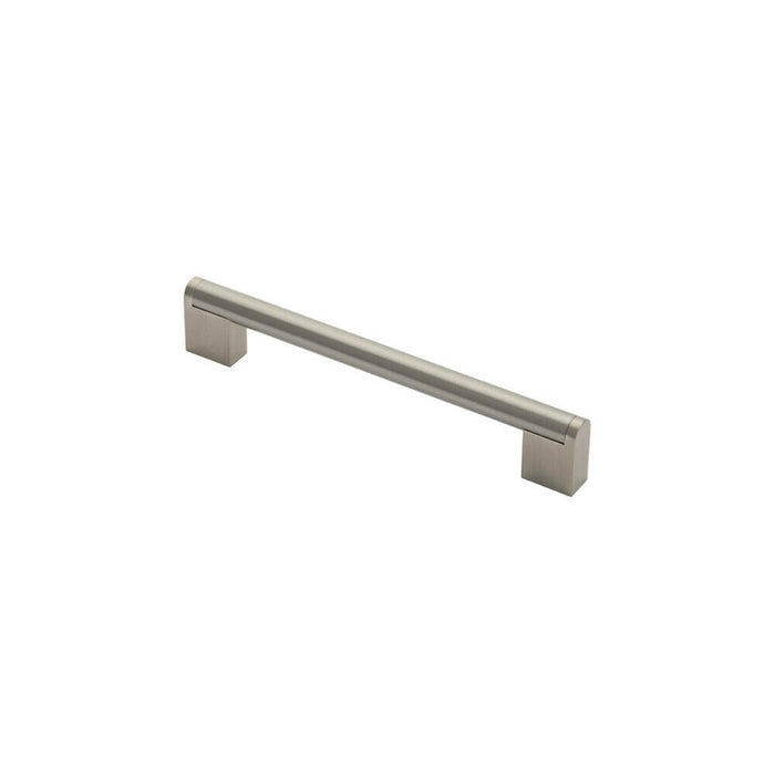 Round Bar Pull Handle 200 x 14mm 160mm Fixing Centres Satin Nickel & Steel Loops