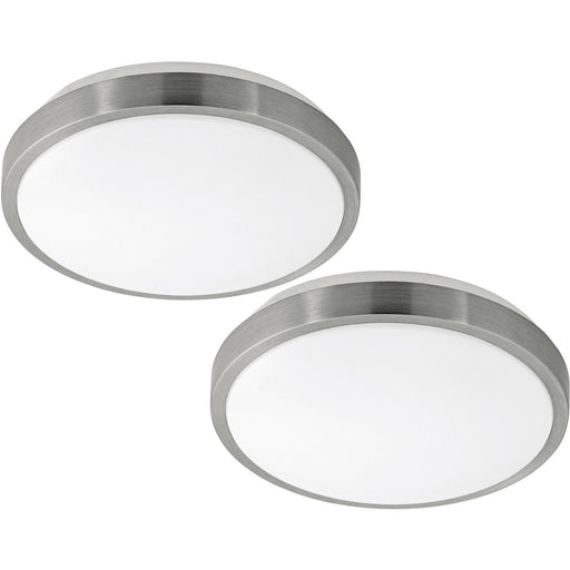 2 PACK Wall Flush Ceiling Light White Shade White Satined Nickel Plastic LED 18W Loops