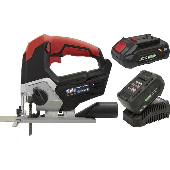 20V Cordless Jigsaw & 2x Li-Ion Batteries - Variable Speed Control Wood & Metal Loops