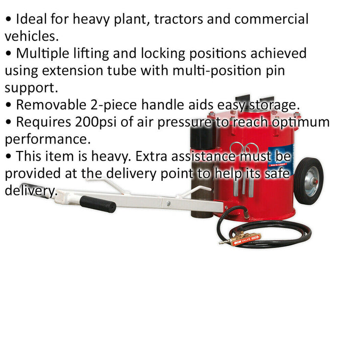 10 Tonne Air Jack - Heavy Vehicle Lift Jack - Multi-Position Pin Locking Support Loops