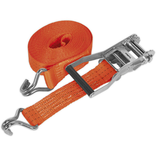 50mm x 8m 3000KG Ratchet Tie Down Straps Set - Polyester Webbing & Steel J Hook Loops