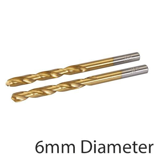 2 PACK TITANIUM COATED 6mm High Speed Steel Drill Bit Aluminium Alloy Milling Loops