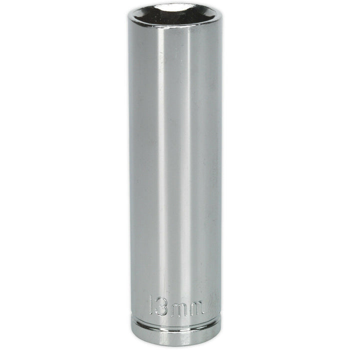 13mm Chrome Plated Deep Drive Socket - 3/8" Square Drive High Grade Carbon Steel Loops