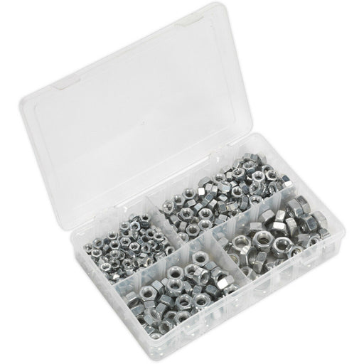 320 Piece Steel Nut Assortment - 1/4" to 1/2" UNF - Partitioned Storage Box Loops