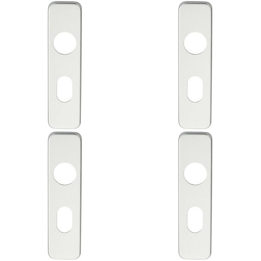 4x PAIR Door Handle Oval Backplate for Safety Levers 154 x 40mm Satin Aluminium Loops