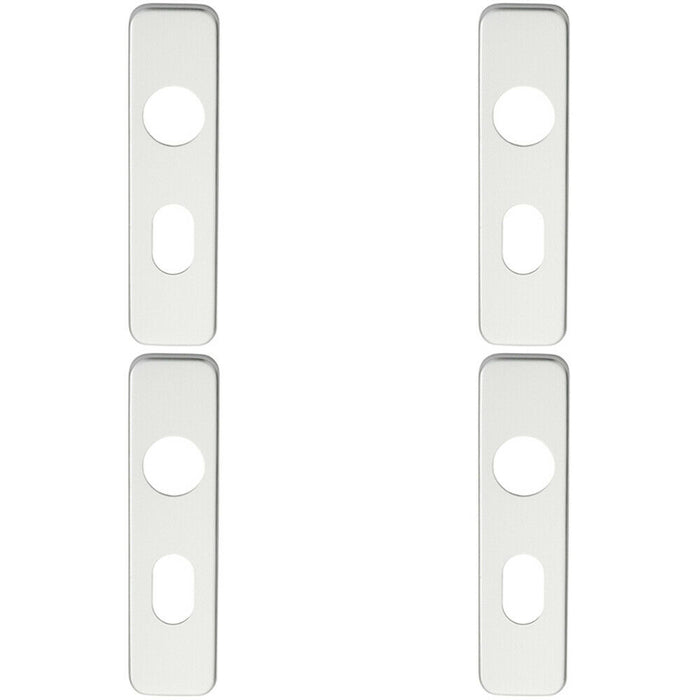 4x PAIR Door Handle Oval Backplate for Safety Levers 154 x 40mm Satin Aluminium Loops