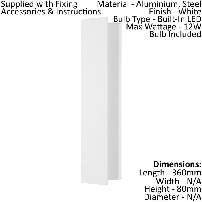 Wall Light Colour White Aluminium Steel Enclosure Bulb LED 12W Included Loops