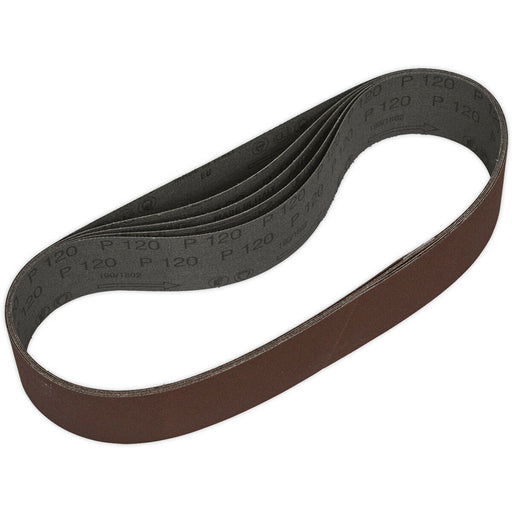 5 PACK - 50mm x 686mm Sanding Belts - 120 Grit Aluminium Oxide Cloth Backed Loop Loops