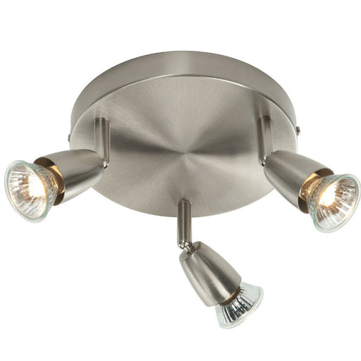LED Adjustable Ceiling Spotlight Satin Nickel Triple GU10 Dimmable Downlight Loops