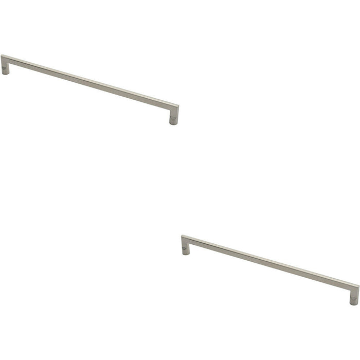 2x Flat D Bar Door Pull Handle 625 x 15mm 600mm Fixing Centres Satin Steel Loops