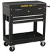 Mobile Tool & Parts Trolley - 770 x 370 x 830mm - Steel Construction - Black Loops