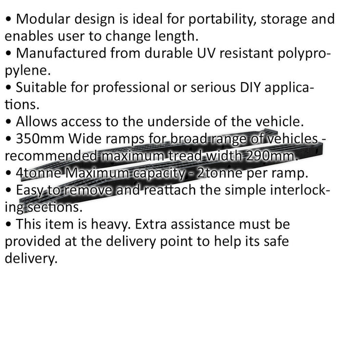 4 Tonne Modular Pit Ramp Kit - 350mm Wide Ramps - Mechanics Under Vehicle Ramp Loops