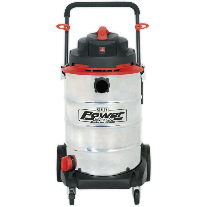 1600W Industrial Wet & Dry Vacuum Cleaner - 60L Stainless Steel Drum - 230V Loops