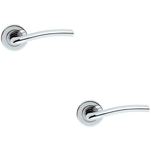 2x PAIR Raised Lever with Smooth Edges Concealed Fix Round Rose Polished Chrome Loops