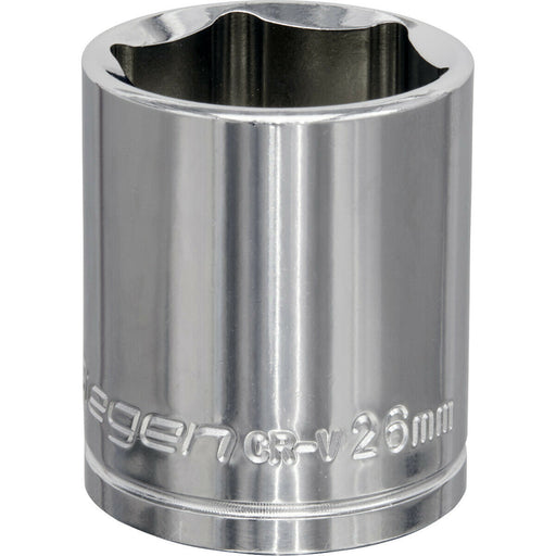 26mm Chrome Plated Drive Socket - 1/2" Square Drive - High Grade Carbon Steel Loops